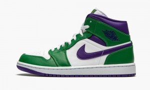 Nike Air Jordan 1 Mid 'Incredible Hulk' Mens Shoes Green / Purple / White | 542019-SWJ