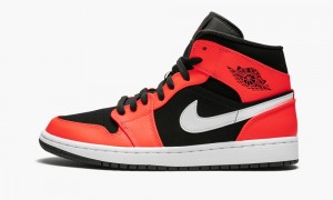 Nike Air Jordan 1 Mid 'Infrared 23' Mens Shoes Black / White / Red | 805632-XOA