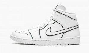 Nike Air Jordan 1 Mid 'Iridescent Outline' Womens Shoes White | 912475-YGZ