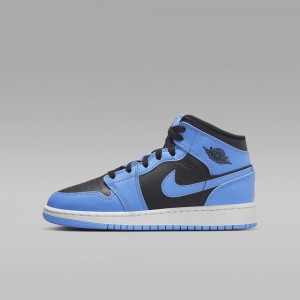 Nike Air Jordan 1 Mid Kids Shoes Blue / Black | 852063-UGY