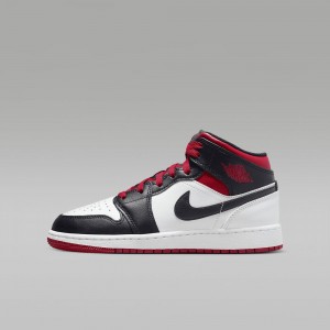 Nike Air Jordan 1 Mid Kids Shoes Red / Black / White | 143805-WOU