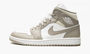 Nike Air Jordan 1 Mid 'Linen' Mens Shoes Light Beige / White | 930587-TZY