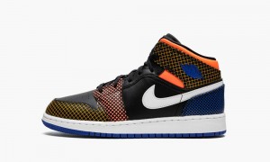 Nike Air Jordan 1 Mid MMD (GS) Kids Shoes Black / White / Royal | 607418-TYN