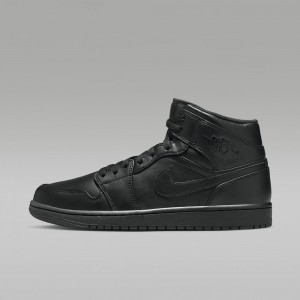 Nike Air Jordan 1 Mid Mens Shoes Black | 430289-VNI