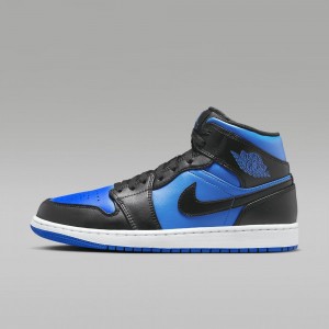 Nike Air Jordan 1 Mid Mens Shoes Blue / Black | 416328-OSD