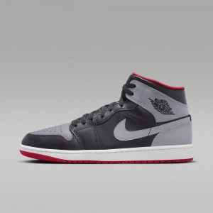 Nike Air Jordan 1 Mid Mens Shoes Grey / Black | 379024-REZ