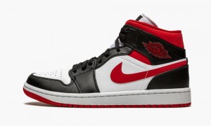 Nike Air Jordan 1 Mid 'Metallic Red' Mens Shoes White / Red / Black | 259081-MNF