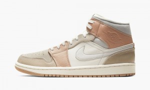 Nike Air Jordan 1 Mid 'Milan' Mens Shoes Light Beige / Pink | 196305-ZAO