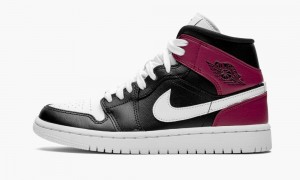 Nike Air Jordan 1 Mid 'Noble Red' Womens Shoes Black / White / Red | 264370-VYJ