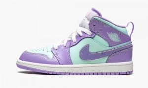 Nike Air Jordan 1 Mid PS 'Purple Pulse / Glacier Blue' Kids Shoes Purple | 284751-AOQ