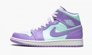 Nike Air Jordan 1 Mid 'Purple Pulse / Glacier Blue' Mens Shoes Purple | 174683-SAG