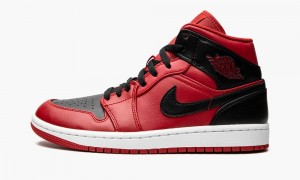 Nike Air Jordan 1 Mid 'Reverse Bred' Mens Shoes Red / Black / White | 426857-KON