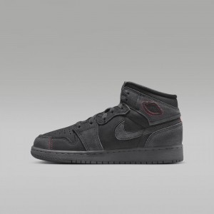 Nike Air Jordan 1 Mid SE Craft Kids Shoes Dark Grey | 402896-FZO