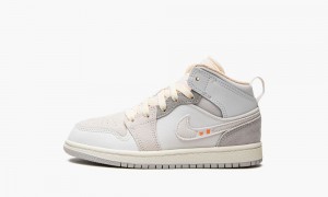 Nike Air Jordan 1 Mid SE Craft PS Kids Shoes White / Grey | 486759-DKQ