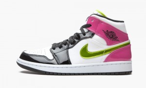 Nike Air Jordan 1 Mid SE 'Cyber / Active Fuchsia' Mens Shoes White / Fuchsia / Black | 597026-DIA