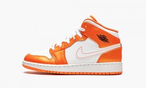 Nike Air Jordan 1 Mid SE GS 'Electro Orange' Kids Shoes Orange / Black / White | 953804-SBY