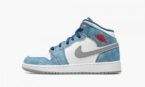 Nike Air Jordan 1 Mid SE GS 'French Blue' Kids Shoes Blue / Red / White | 584361-YHU