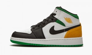 Nike Air Jordan 1 Mid SE (GS) 'Laser Orange / Lucky Green' Kids Shoes White / Orange / Black | 508943-SJM