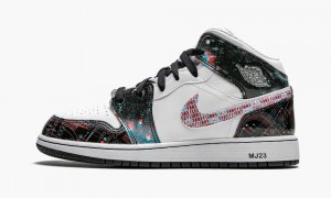 Nike Air Jordan 1 Mid SE GS 'Take Flight' Kids Shoes White / Light Red / Blue | 063152-KNE