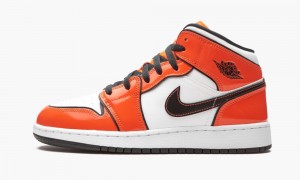 Nike Air Jordan 1 Mid SE GS 'Turf Orange' Kids Shoes Orange / Black / White | 506938-ZIO