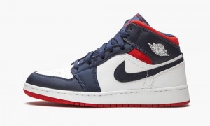 Nike Air Jordan 1 Mid SE GS 'USA' Kids Shoes Navy / White / Red | 069137-RIX