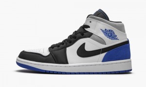 Nike Air Jordan 1 Mid SE 'Game Royal Black Toe' Mens Shoes White / Royal / Black | 298174-ZHW