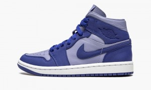 Nike Air Jordan 1 Mid SE 'Iron Purple' Womens Shoes Purple / Deep Royal Blue | 083275-IUM