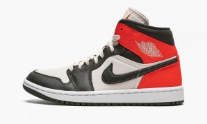 Nike Air Jordan 1 Mid SE 'Newsprint' Womens Shoes Red / Black | 143968-IWN