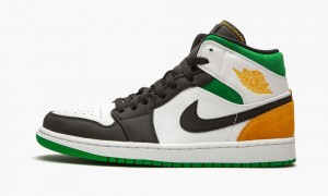 Nike Air Jordan 1 Mid SE 'Oakland' Mens Shoes White / Orange / Black | 983701-BNV