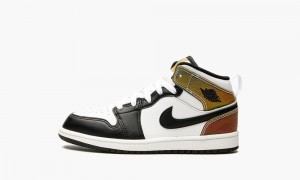 Nike Air Jordan 1 Mid SE PS 'Heat Reactive' Kids Shoes White / Black | 457380-HXL