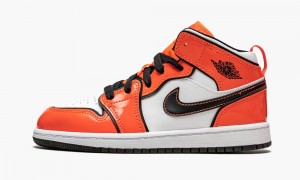 Nike Air Jordan 1 Mid SE PS 'Turf Orange' Kids Shoes Orange / Black / White | 182793-CHE