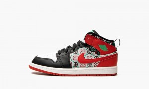 Nike Air Jordan 1 Mid SE (PS) 'Ugly Christmas Sweater' Kids Shoes White / Red / Black | 570918-NPR