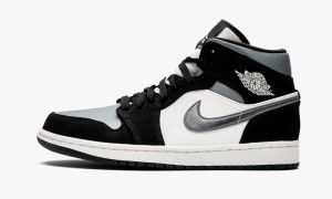 Nike Air Jordan 1 Mid SE 'Satin Grey' Mens Shoes Black / Grey | 483796-TKH