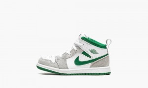 Nike Air Jordan 1 Mid SE TD 'Grey / Pine Green' Kids Shoes White / Deep Green / Grey | 867051-KWX