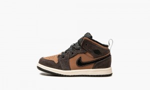 Nike Air Jordan 1 Mid SE (TD) Kids Shoes Dark Chocolate / Red | 317495-MJK