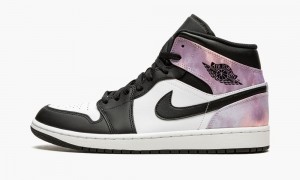 Nike Air Jordan 1 Mid SE 'Tie-Dye' Mens Shoes Black / Coral / White | 634529-ZPW