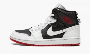 Nike Air Jordan 1 Mid SE UTL 'White / Black / Gym Red' Womens Shoes Black / White / Red | 735624-BKG