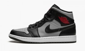 Nike Air Jordan 1 Mid 'Shadow Red' Mens Shoes Black / Red / Grey | 584193-KJR