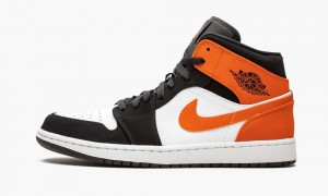 Nike Air Jordan 1 Mid 'Shattered Backboard' Mens Shoes Black / White / Orange | 172408-IYL