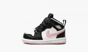 Nike Air Jordan 1 Mid TD 'White / Light Arctic Pink' Kids Shoes Black / White | 281943-ENK