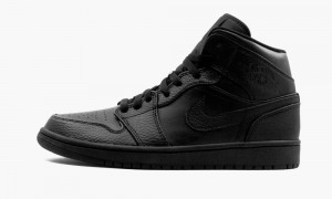 Nike Air Jordan 1 Mid 'Triple Black' Mens Shoes Black | 932586-OUK