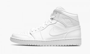 Nike Air Jordan 1 Mid 'Triple White' Mens Shoes White | 418502-XUM