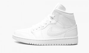 Nike Air Jordan 1 Mid 'Triple White' Womens Shoes White | 479631-FHN