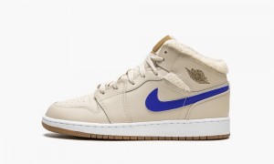 Nike Air Jordan 1 Mid UTL GS 'Fleece' Kids Shoes White / Blue | 870519-UKQ