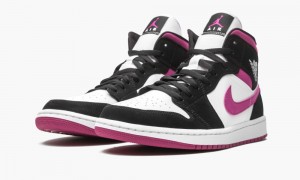 Nike Air Jordan 1 Mid W 'Magenta' Womens Shoes White / Black | 956034-KDQ