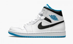 Nike Air Jordan 1 Mid 'White / Laser Blue' Mens Shoes White / Blue / Black | 263189-XLD