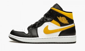 Nike Air Jordan 1 Mid 'White / Pollen / Black' Mens Shoes White / Black | 291785-UYM