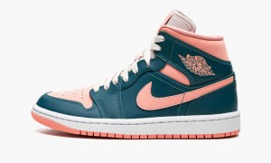 Nike Air Jordan 1 Mid Womens Shoes Dark Turquoise Green | 803741-IFQ