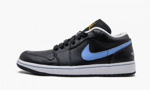 Nike Air Jordan 1 Phat Low Mens Shoes Black / Blue / White | 856094-PBD