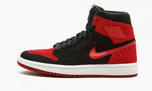 Nike Air Jordan 1 Ret Hi Flyknit BG Kids Shoes Black / Red / White | 241769-FXR